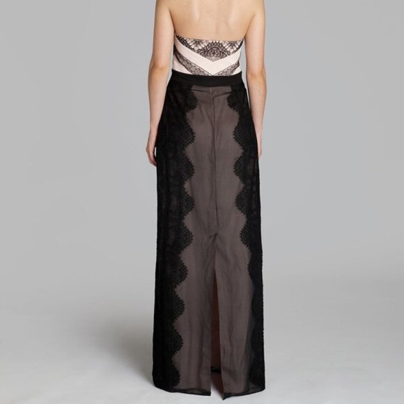 TED BAKER LONDON Black and Nude Pink Lace Detail Maxi Dress - Picture 8 of 14